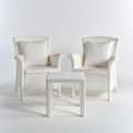 Set salotto da giardino dalle linee essenziali, colore bianco