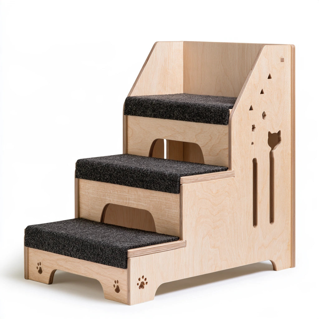 Scaletta per animali in legno, colore legno naturale