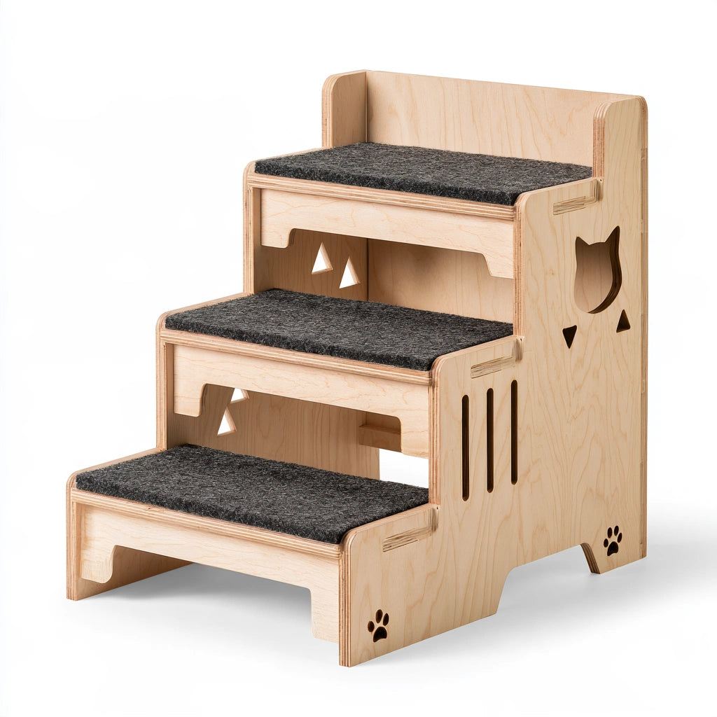 Scaletta per animali in legno, colore legno naturale